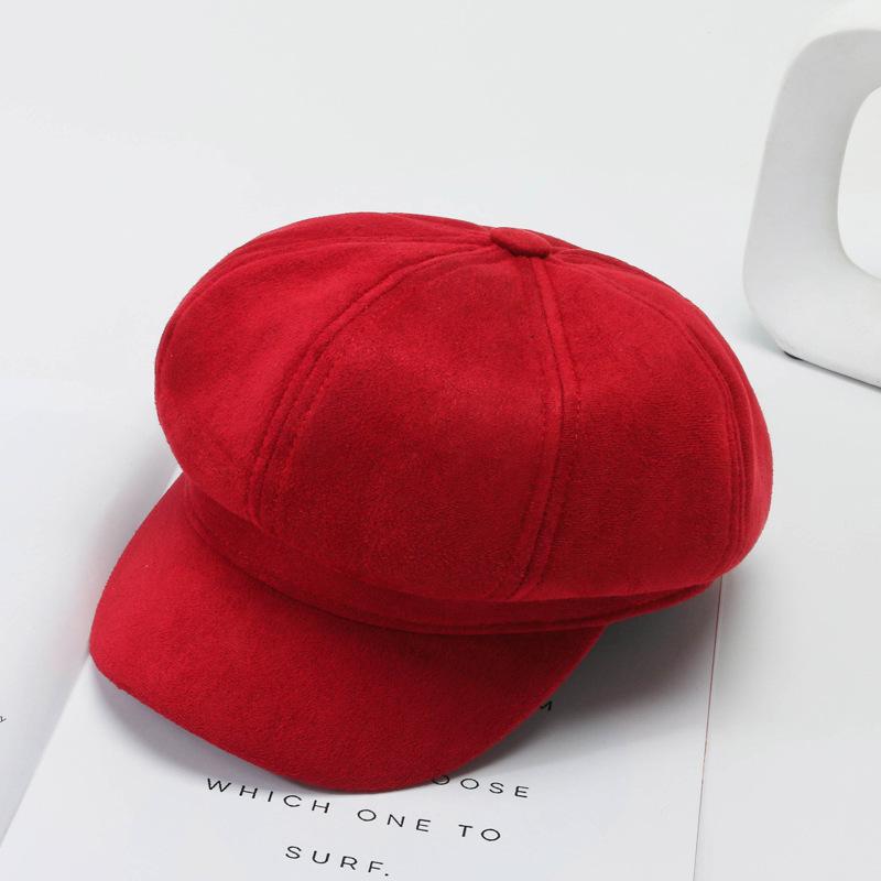 100% Fashionable Octagonal Hat Korean Version British Retro Solid Color Baseball Cap Beret Shows Small Face