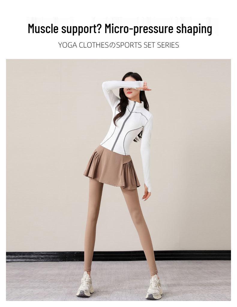 Czarne Kuloty do Jogi z Wysokim Stanem dla Kobiet - Jesień/Zima 2024 Spodnie Długie Dwuczęściowe Imitowane Moda Fitness Odzież Sportowa