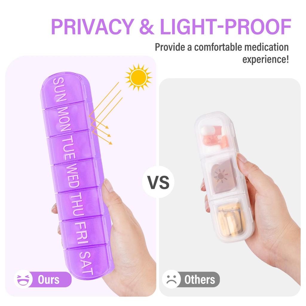 Weekly Pill Organizer 1 Time a Day Travel Pill Box 7 Day Extra Large Compartments Vitamin Holder Medicine Dispenser for Fish Oil
