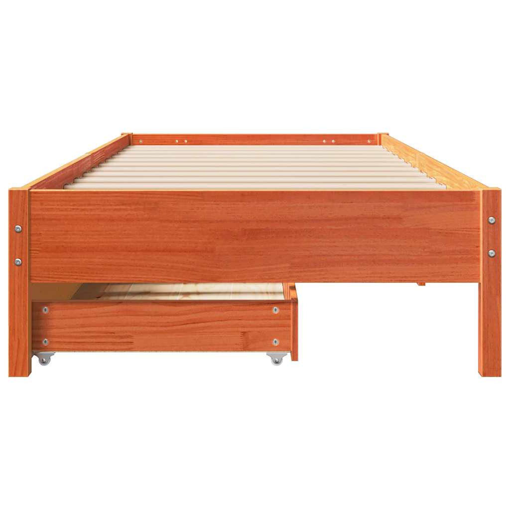 Solid Wood Bed without Mattress Wax Brown 90x200 cm Pine Wood