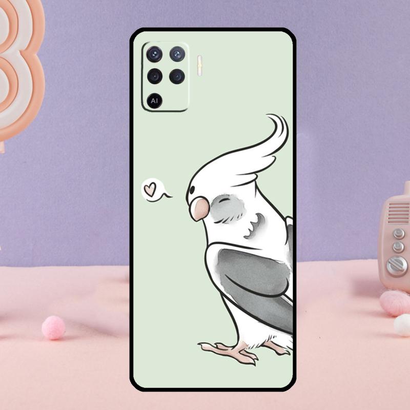 Cartoon Animal Chubby Cockatiel Phone Case For Oppo A78 A98 A80 A40 A60 A18 A38 A58 A15 A17 A77 A74 A94 A54 A57S A16 A76 A96