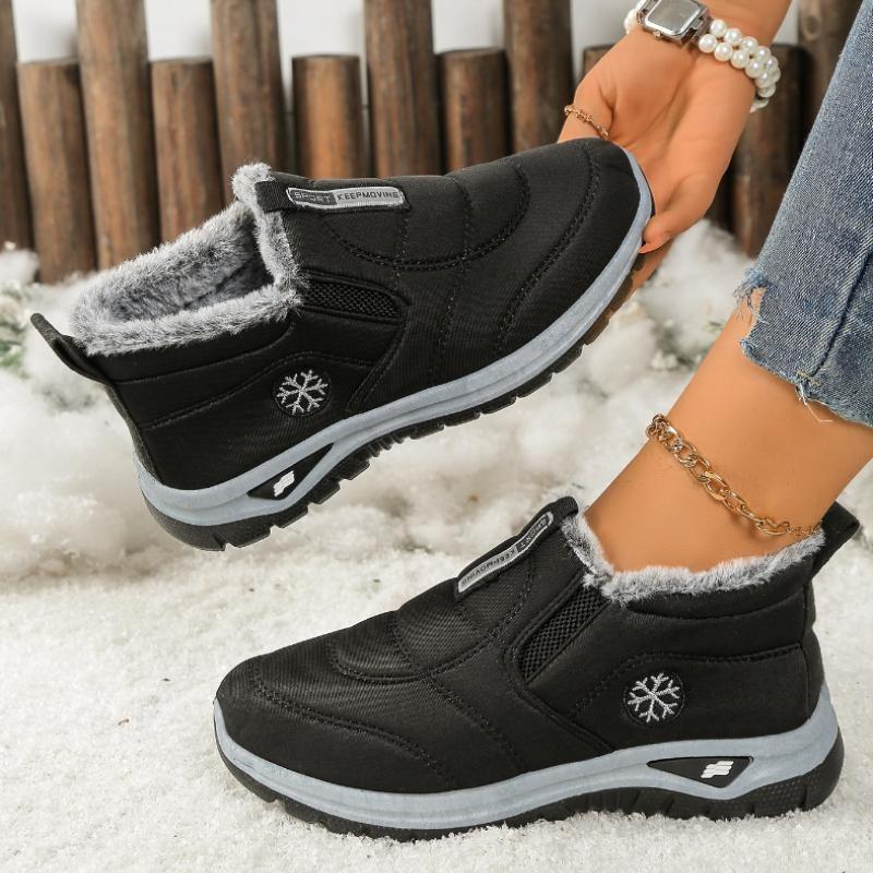 Women Solid Color Winter Boots Warm Round Toe Flat Comfortable Casual Shoes