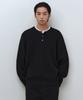 Musinsa Standard [Victoria Wool] Jersey de canalé minimalista con cuello Henley [Negro]