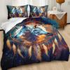 3D White Wolf Print Duvet Cover Set Soft Breathable Dream Catcher Bohemian Sky Style Comforter Bedding For Kids And Teens