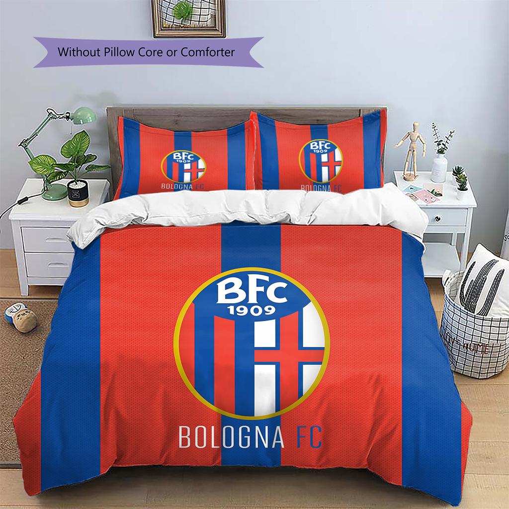 Bologna FC Pattern Bedding Quilt Set Home Decoration Gift (1 * duvet cover + 2 * pillowcase without core).xwn