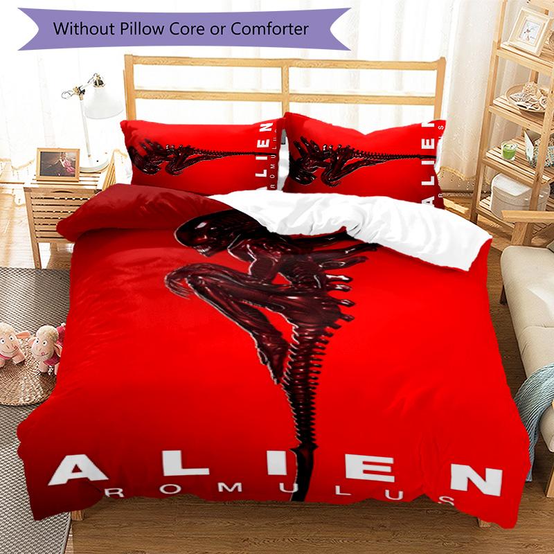 Alien 3pcs Bedding Set Duvet Cover Closure Includes 1 Duvet Cover & 2 Pillowcases for All Seasons Bedroom Home Dorm Decor
