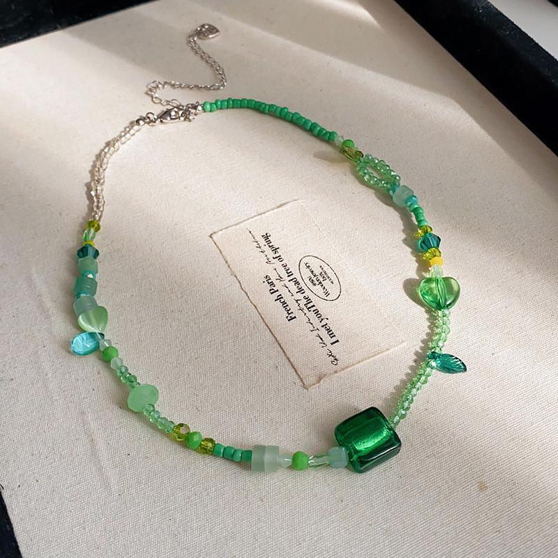 Glass Heartshaped Summer Necklace With Waterdrop Design For Women And Men