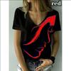 T-shirt d'été pour femme S-3XL Mode Manches Courtes Col en V Haut Portrait Abstrait T-shirt Peint