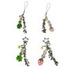Japanese Style Strawberry Clovers Charm Keyring Combined With Starry Chain Buttons For Bags Keys Lovely Accessories