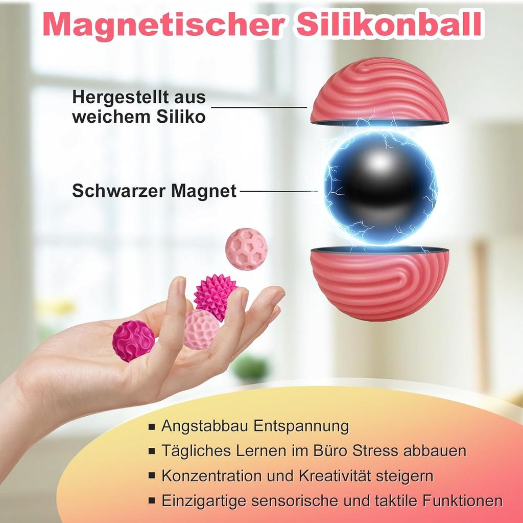 Magnetic Fidget Toys, Silicone Balls,Anti-Stress Balls,Sensory Toy for Adults,Children,Sensory Magnetic Balls Set,Stress Relief and Relaxation