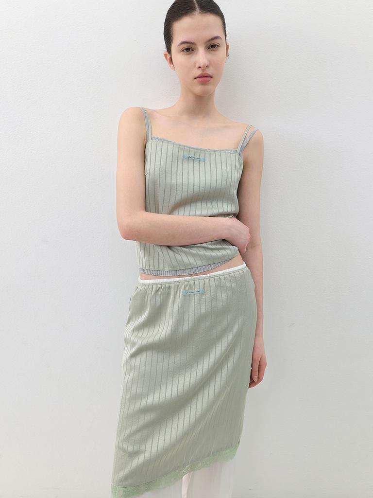 ATELIER NAIN An Satin Set-Up Striped Top S (Bl-4425)