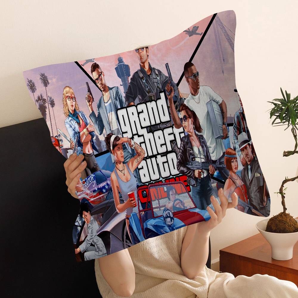 Action Game Grand TTheft Auto Cushion Cover Car Throw Pillow Case For Sofa Car Christmas Gift 40x40cm 45x45cm