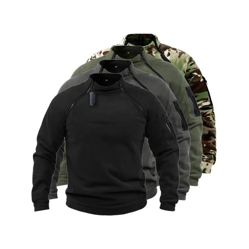 Men's Outdoor Polar Fleece Jacket Clothes Warm Zipper Pullover Man Windproof Coat Thermal Hiking Camping Sweater