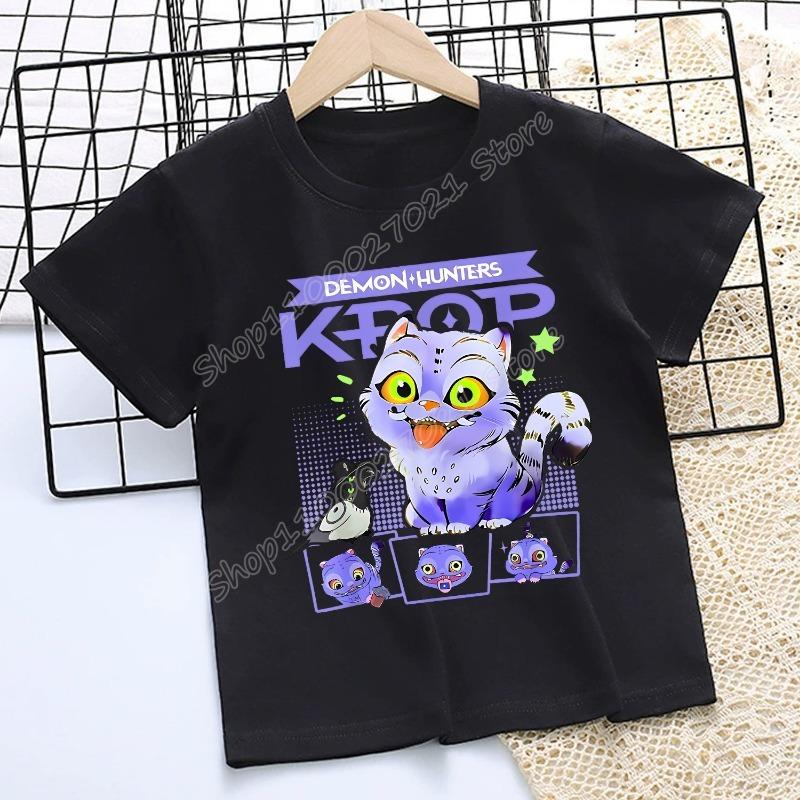 New Cartoon cat Print Black and White Summer Short-sleeved Children's T-shirt with Children's Clothing Boys Girl Clothes