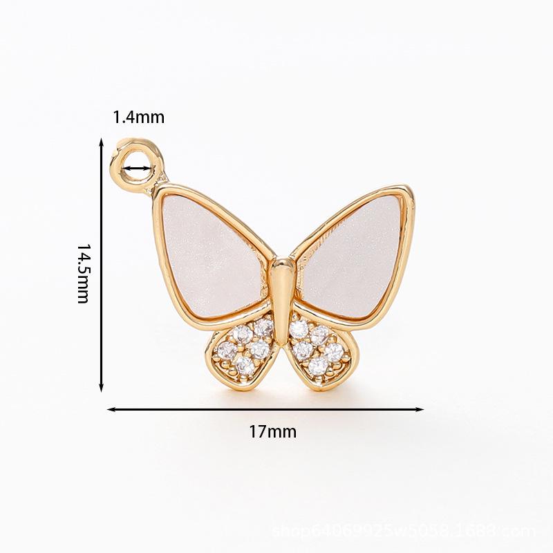 

Подвеска-бабочка из 18-каратного золота с абалоном и цирконием, шарм для ожерелья и браслета DIY 1 piece