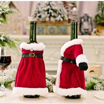 Creative Christmas Wine Bottle Set Golden Velvet Dress Wine Bottle Cover Wine Bottle Bag Sleeve Xmas New Year Dinner Table Decor