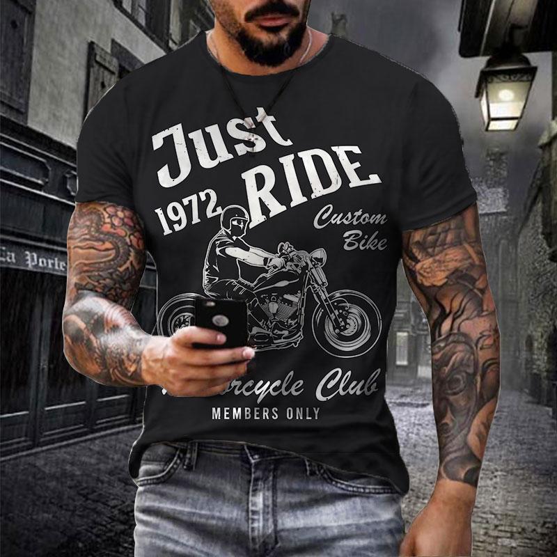 Vintage T-shirts For Male Streetwear Motorcycle Graphic Men's Short Sleeve Man Clothing Hip Hop T-shirt Loose Top Harajuku Tees