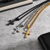 Hiphop Kreuz Halskette für Männer Frauen, 50/55/60cm Edelstahl Kreuz Anhänger, Trendiger Schmuck Geschenk für Ihn Sie