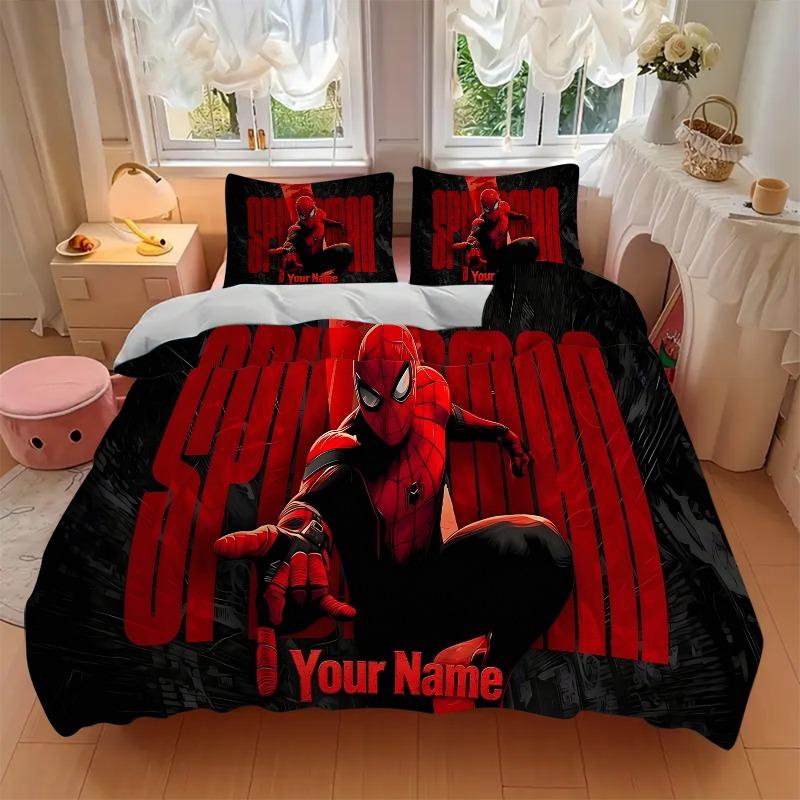 Custom 3pcs Spiderman Action Bedding Sets For All Sizes New 231D Printed Bed Cover Comforter Duvet Cover Pillowcase Bedroom Decoration