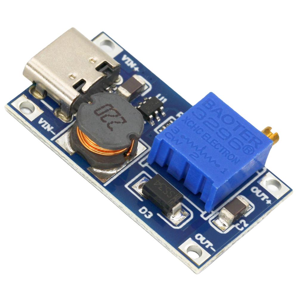 MT3608 DC-DC Adjustable Boost Module 2A Boost Plate Step Up Module With/without MICRO USB / Type-c 2V-24V To 5V 9V 12V 28V