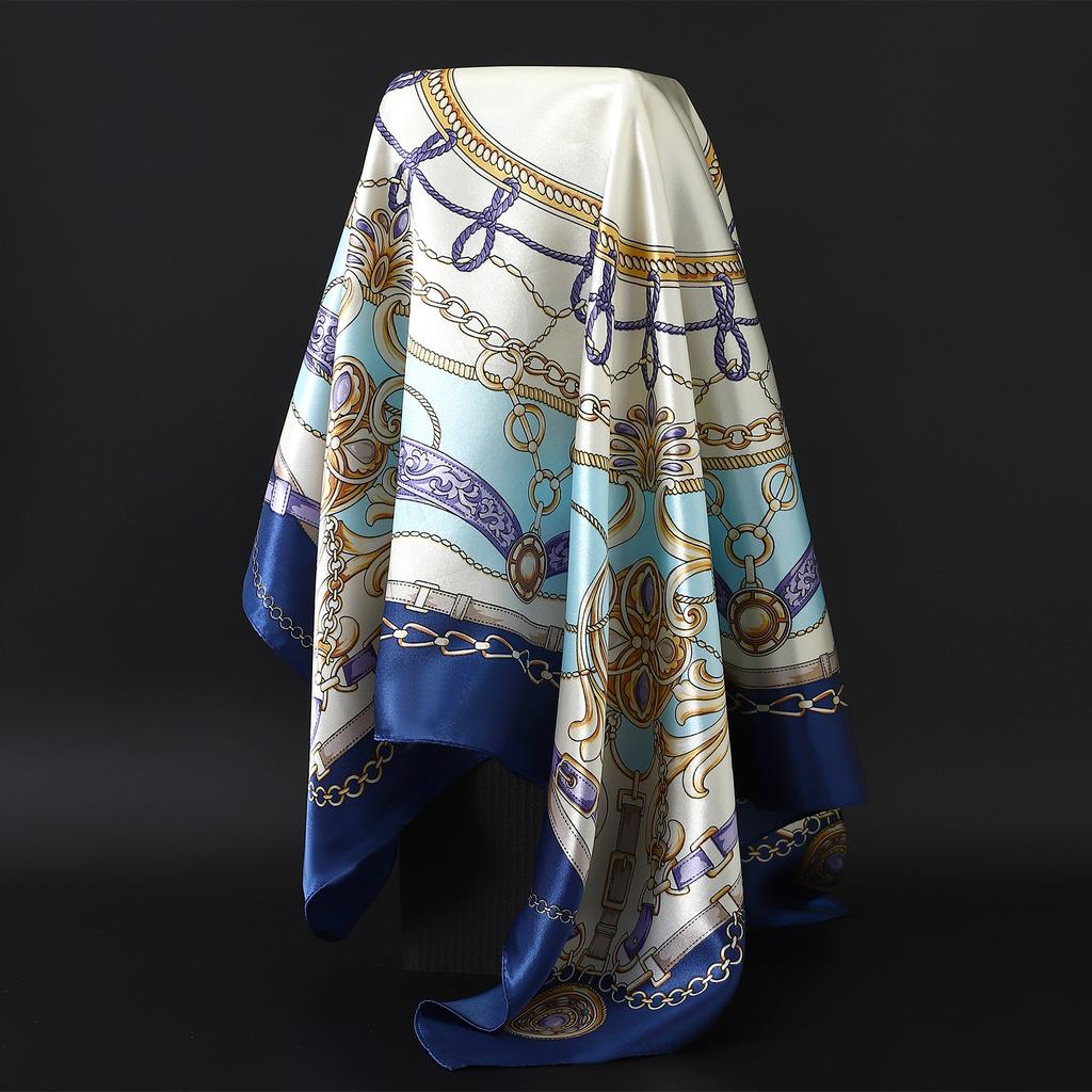 Europe America Kerchief Four Seasons Popular Silk Scarves Luxury Style Sunscreen Square Shawls New Fashion 90X90CM Headcloth