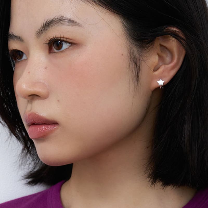 geegee [silver925] mini star one touch earring