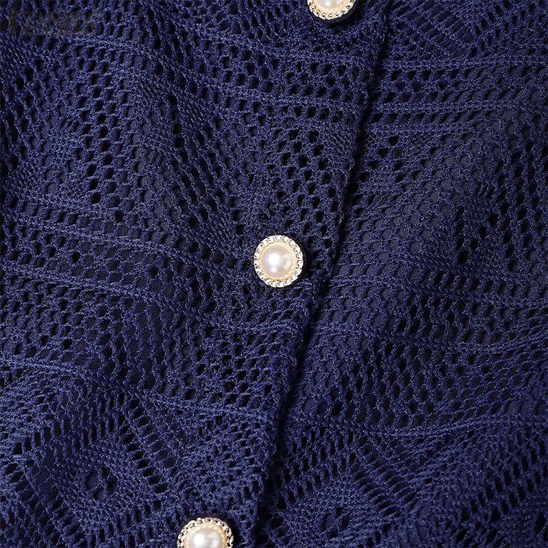 ZANZEA Women Elegant Lace Patchwork Summer Casual Half Sleeve Long Dress