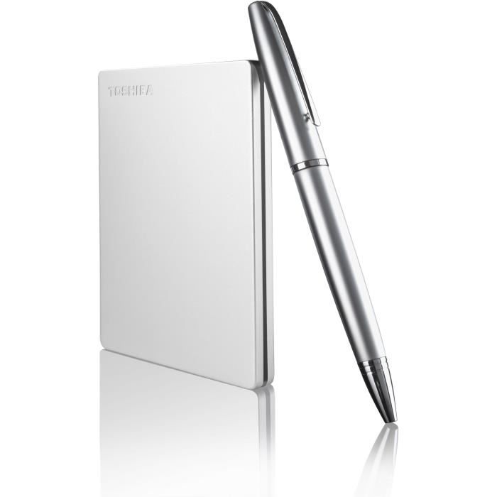 Disque dur externe - TOSHIBA - CANVIO Slim - 1 To - Finition aluminium - USB 3.2 Gen 1