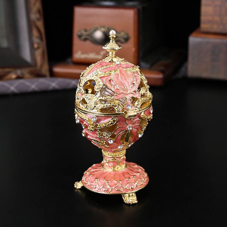 Castle egg-shaped jewelry box, ring stud earrings, storage box ornament, enamel color craftsmanship, dust-proof flip cover