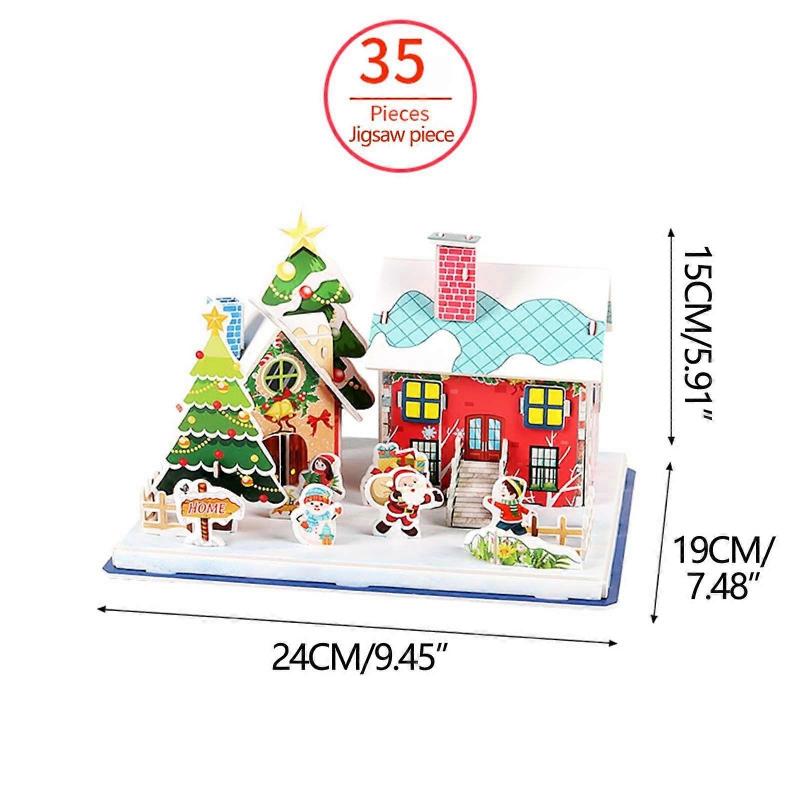 2pcs Christmas Cabin 3DStereoscopic Puzzle Handmades DIY Model Assembly Hands And Brainstorming Puzzle Toy Assembly Toy Playsets