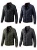 Men's Casual Diamond Baseball Collar Cotton Jacket - European & American Fashion, Plus Size for Autumn/Winter