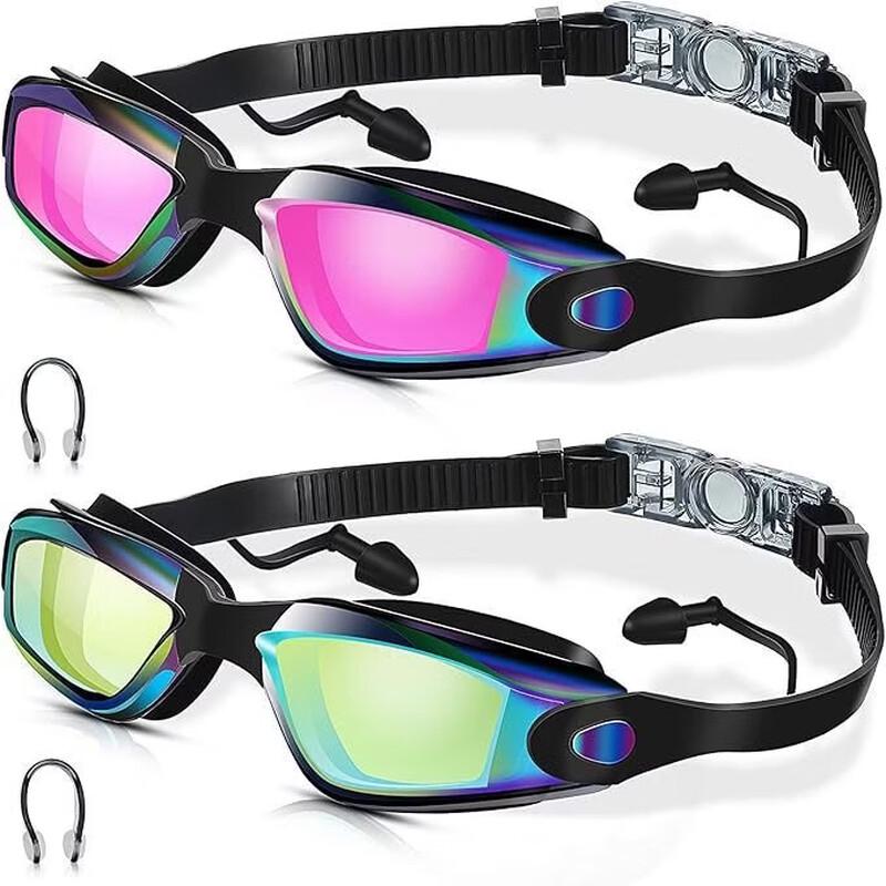 PULIAN HD Anti-Fog Swim Goggles Set with Cap and Nose Clip