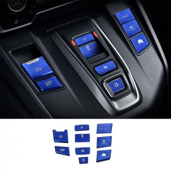 For Honda CR-V 2017-2021 Hybrid Blue Console Gear Shift Button Sticker Trim 9PCS