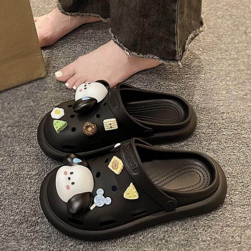 Hole shoes wear summer cute girl heart student bag head shoes dual-purpose thick-soled beach sandals
