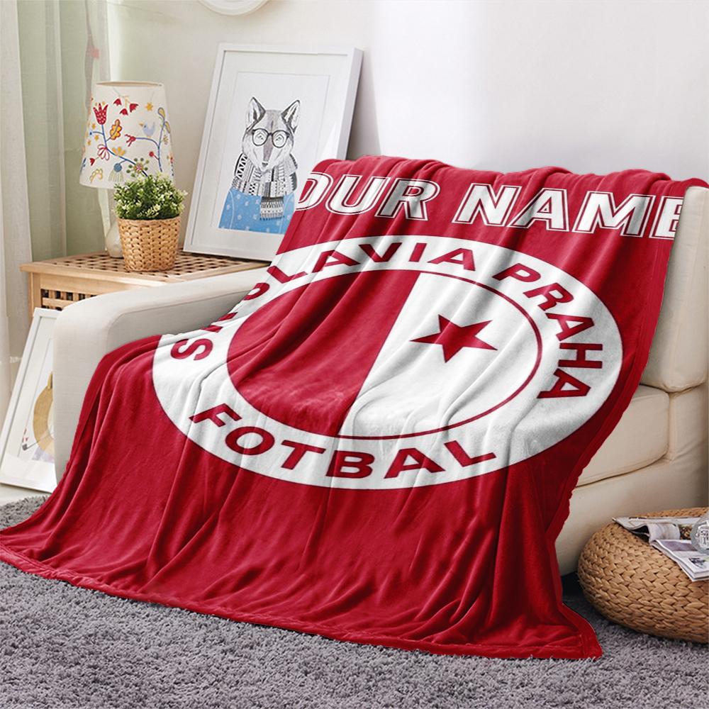 1 STuks Gepersonaliseerde Naam SK Slavia Praag Patroon Flanellen Deken Geschikt Voor Alle Seizoenen voor Huisdecoratie Warmte en Comfort Cadeaus Vakantiecadeau