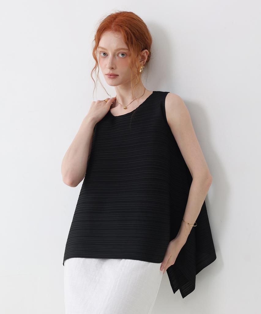 PLEATSMOOD Fine Flare Sleeveless Pleated Blouse