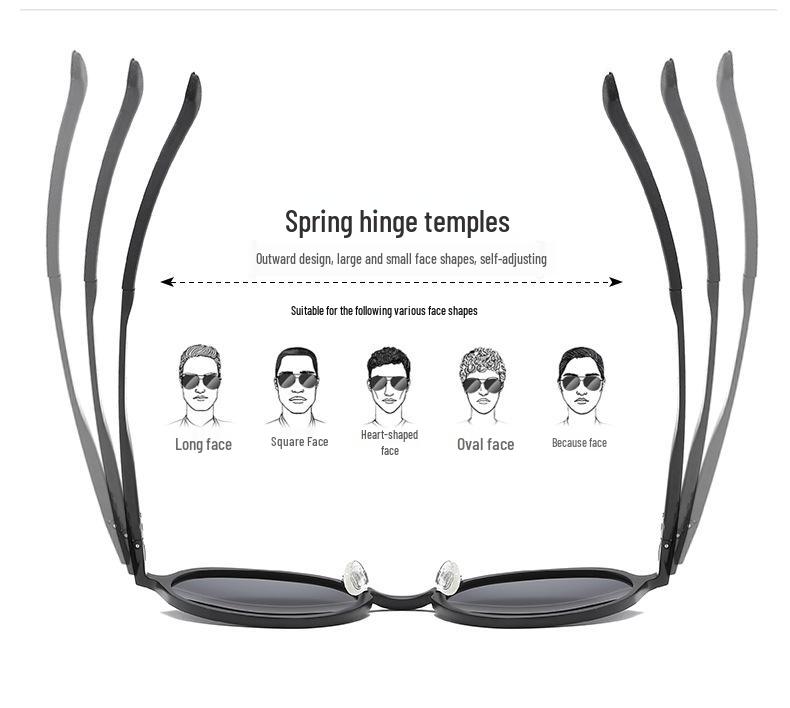 Óculos de Sol Masculinos Redondos Retrô Polarizados de Alumínio-Magnésio para Dirigir e Ciclismo 8552