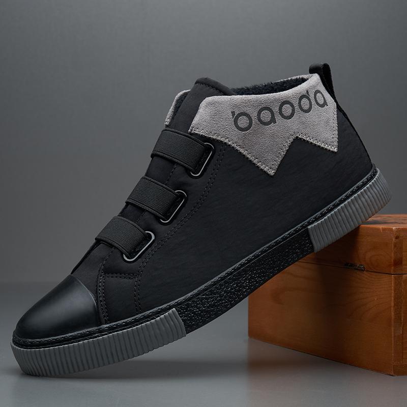 

Fashion New 2025 Men Winter Warm Boots Hightop Sneakers Warm Fur Inside Shoes Canvas Casual Men Warm Boots Black Footwear BD20340 38 чёрный