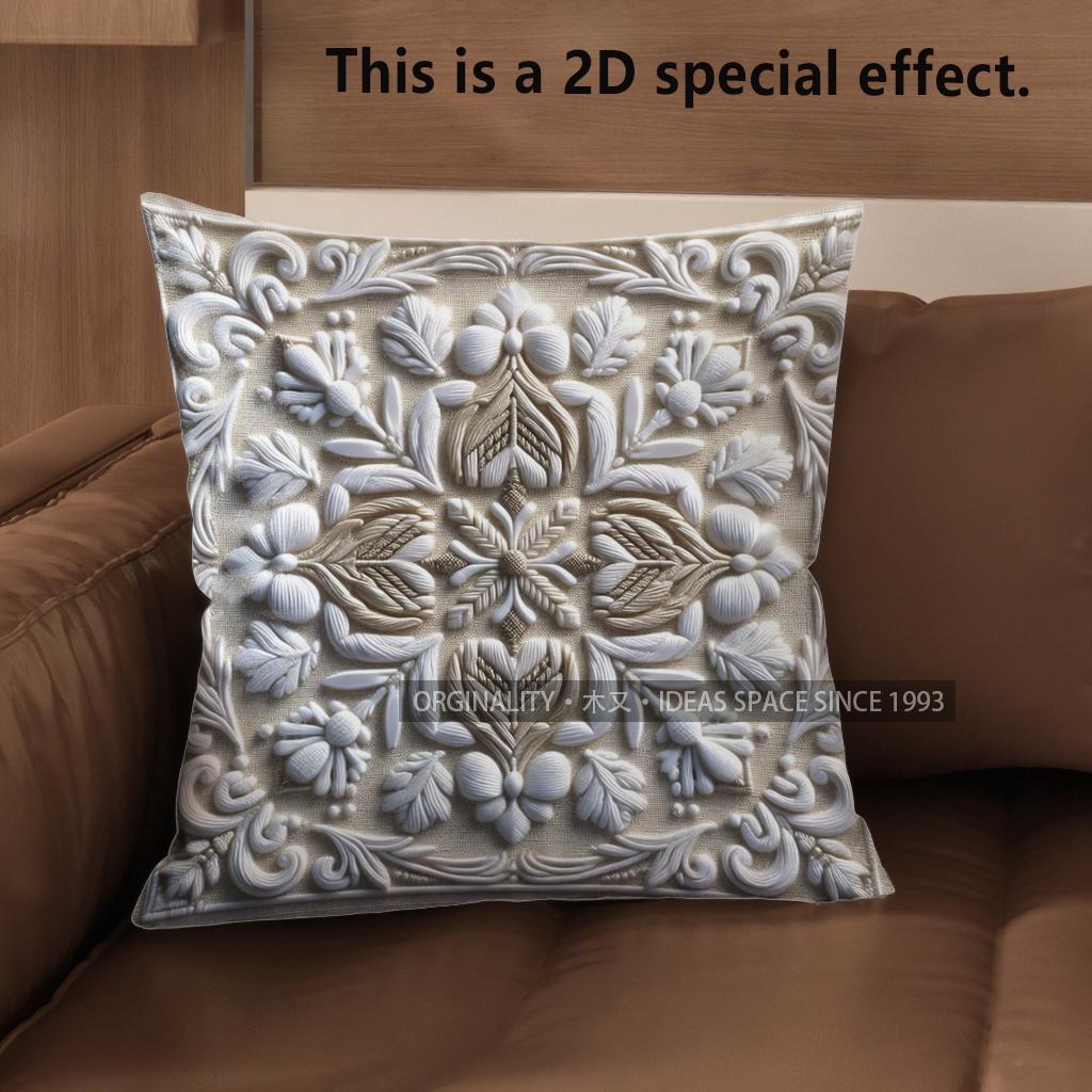 2D Colorful Floral Patterned Embroidered Pillow Covers Pattern Cushion Cover Suitable For Sofa Bedroom Car Pillow Cover