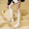 Thick heel long tube heightening boots women's new knee boots spring high heel knight boots thick sole thin boots