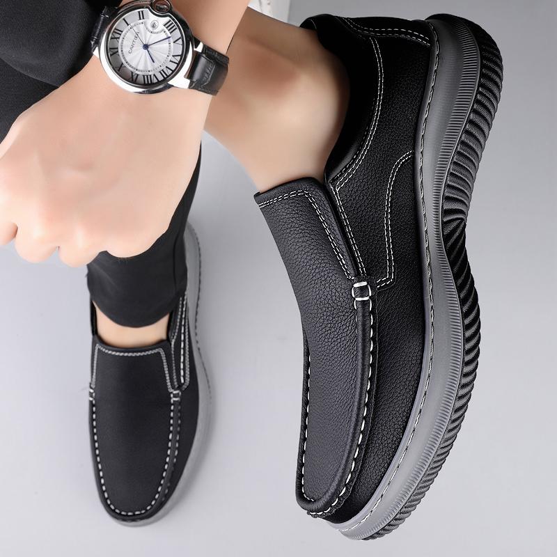 Fashion Genuine Leather Men Business Loafers Antiskid Casual Leather Walking Shoe Classic Flats Designer Outdoor Driving Minimalist Shoe