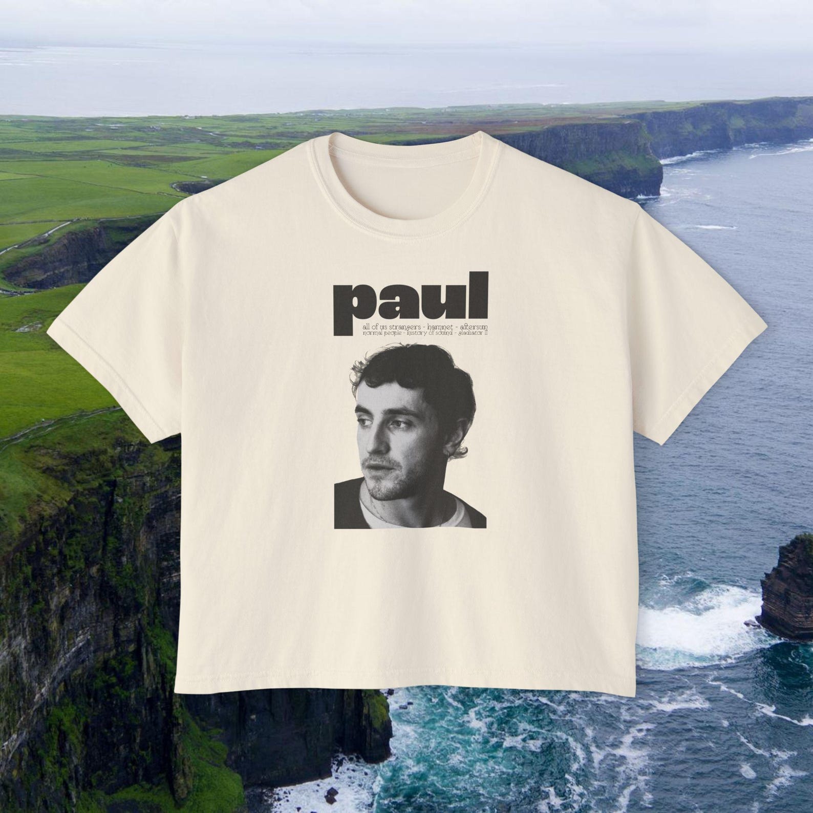 Paul Mescal Graphic Tee – Cropped Boxy Comfort Colors T-Shirt XL