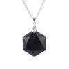 Crystal Gemstone Hexagram Black Yorite Pendant Necklace Cut Polyhedron Pendant N532