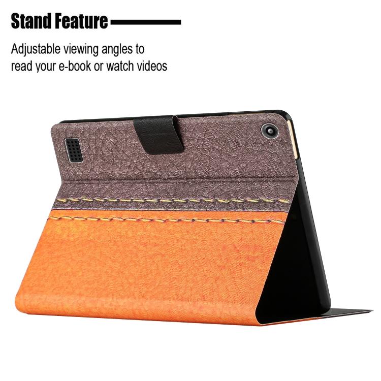 For Amazon Kindle Fire HD 7 2019/2017/2015 Stitching Solid Color Smart Leather Tablet Case