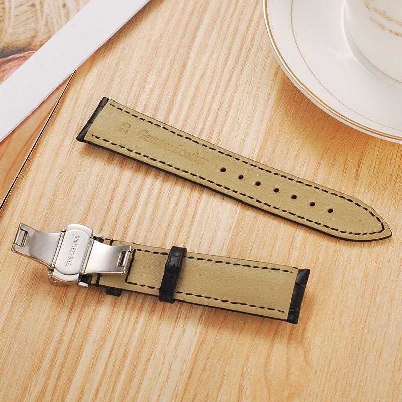 Oberste Schicht Rindsleder Echtes Leder Bambusmuster Uhrenarmband, 18-20mm