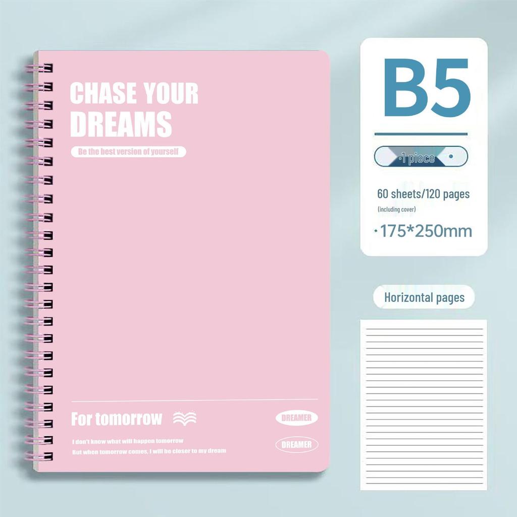 Super Thick Spiral Notebook B5, Lined, High Appearance A5, Perfect for High School Exam Prep.