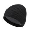 Men Hat Winter Warm Wool Knit Hat Solid Color Thickened Velvet Lining Hat Outdoor Sports Skiing Cycling Hat