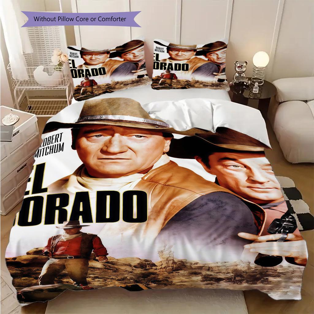 John Wayne's Retro Western Movies bedding, duvet cover, pillowcase, home decoration, birthday gift (1 * duvet cover+2 * pillowcase, coreless)