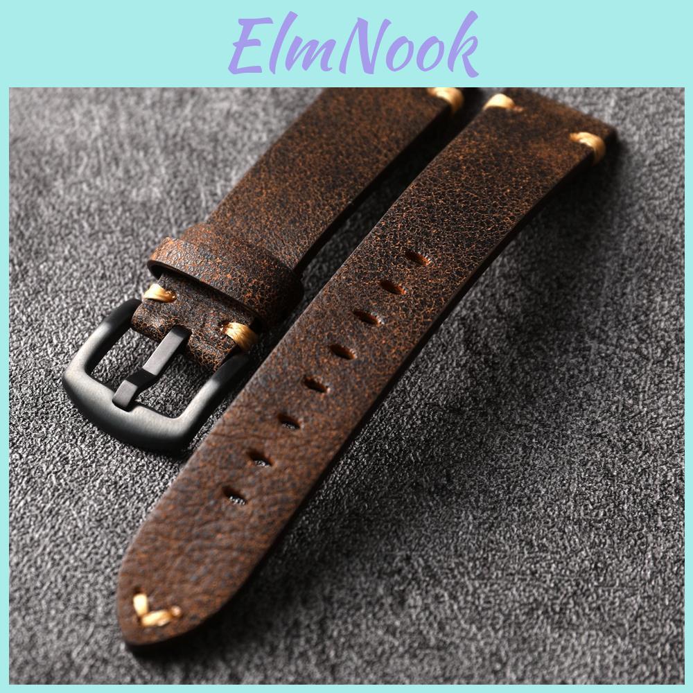 Leather Genuine Cracked Watchband Highend Strap 20 22mm Brown Soft Mens Bracelet Old Vintage Style Ihighend Cracked Getalian Leather
