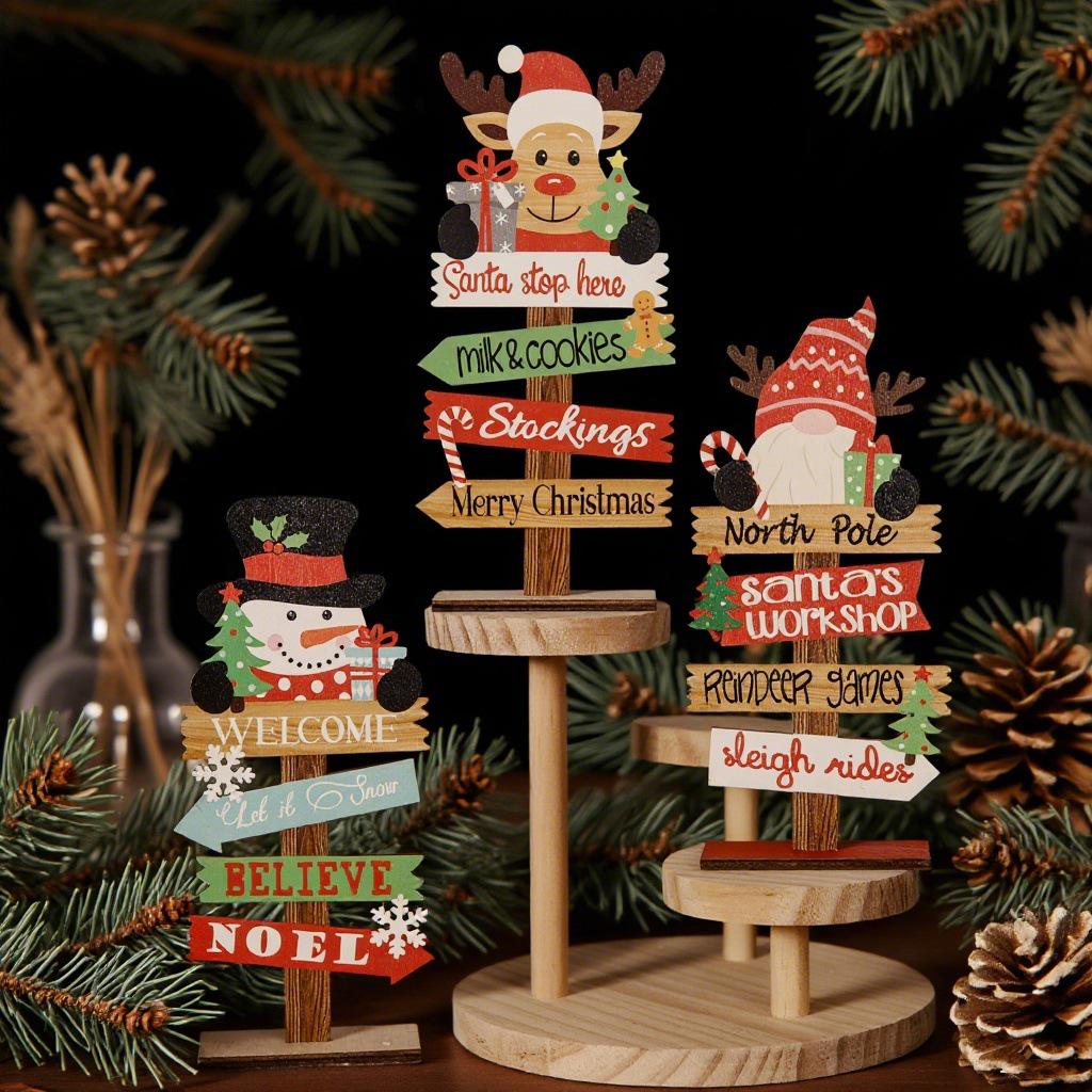 Youqi Christmas Wooden Ornaments: Faceless Old Man, Snowman, and Reindeer Festival Decorations for Desktop